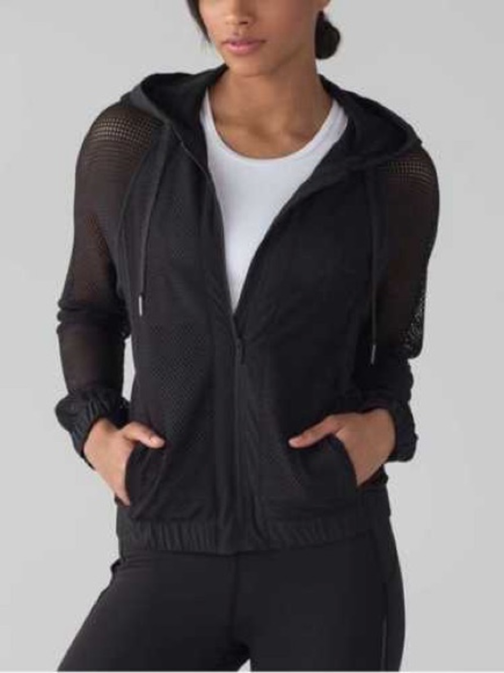 Lululemon black Mesh on Mesh zip-up hoodie 4
